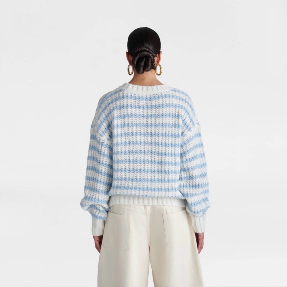 The Oversized Drop Shoulder Striped Crewneck Sweater KBB by Kahlana NWT szM - Picture 2 of 3